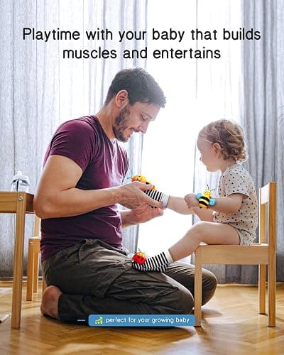 Infinno Baby Wrist Rattle Socks and Foot Finder Set, Perfect Baby Toys for 0-12 Months Newborn Boys and Girls As Shower Gifts, Garden Bug Series thumbnail 6