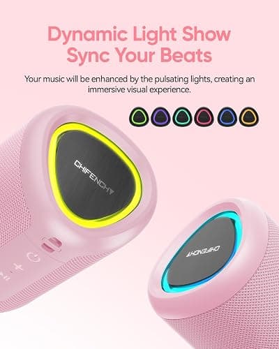 Portable Bluetooth Speaker with Lights, Stocking Stuffers, Powerful Crystal Clear Sound, IPX5 Waterproof, All Day Playtime, BT 5.3, TWS Paring, Small Wireless Speaker for Outdoor, White Elephant Gifts thumbnail 3
