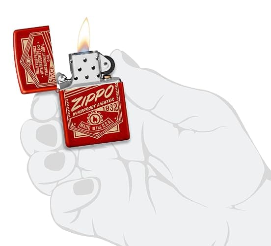 Zippo It Works Design Metallic Red Pocket Lighter thumbnail 5