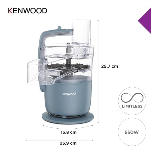 Kenwood, MultiPro Go FDP22.​130GY, Food Processor, for Chopping, Slicing, Grating, Pureeing and Kneading Dough, with Express Serve, 1.3L Bowl, Knife blade, 4mm Slicing/Grating Disk, 650 Watts, Grey thumbnail 2