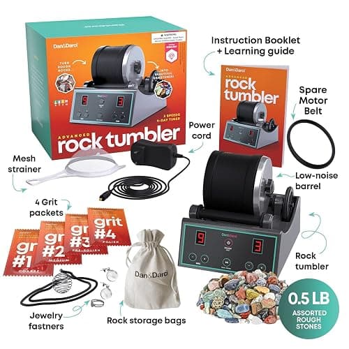 Dan&Darci Advanced Professional Rock Tumbler Kit - with Digital 9-Day Polishing Timer & 3 Speed Settings - Turn Rough Rocks into Beautiful Gems : Great Science & STEM Geology Toy for Kids All Ages thumbnail 3