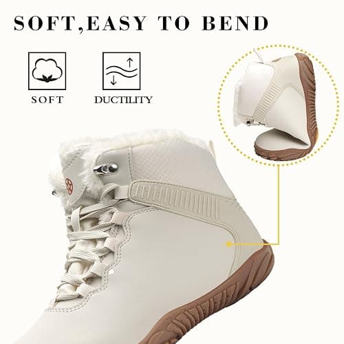 Womens Mens Barefoot Boots | Waterproof Winter Snow Boots | Warm Ankle Booties with Arch Support | Wide Width Hike Work Shoes | Zero Drop Sole | thumbnail 5