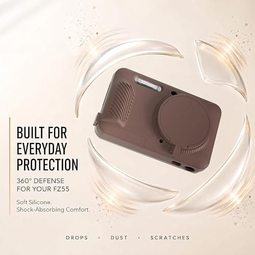 TUOOUT Case for Kodak PIXPRO FZ55, FZ55 accessories，Soft Silicone Protective Case Removable Lens Cover, lncludes Screen Protector and Cute Lanyard- Brown thumbnail 6