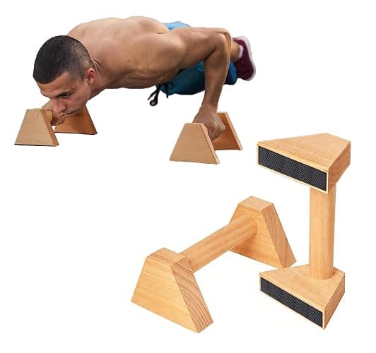 Lot de 2 Poignées de Pompes en Bois 25cm - Parallèles Ergonomiques Antidérapantes Durables - Équipement Callisthénie Intérieur/Extérieur Idéal pour Pompes - Image 1