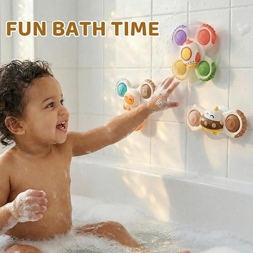 ALASOU 3PCS Pop Suction Cup Spinner Sensory Airplane Travel Toys for 1 Year Old Boy Girl Infant Toddlers|Novelty Spinning Tops 12 18 Months|1 2 Year Old Boy Birthday Gift|Baby Bath Toy Kids Ages 1-3 thumbnail 2