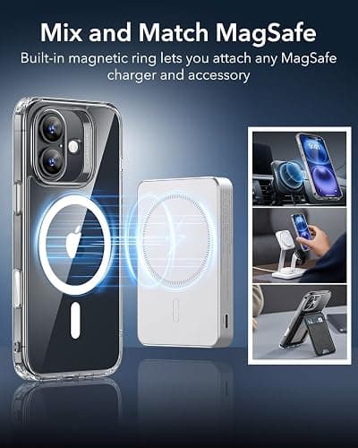 ESR for iPhone 16 Case, Camera Control, Compatible with MagSafe, Shockproof Military-Grade Protection, Magnetic Phone Case for iPhone 16, Classic Hybrid Case (HaloLock), Clear thumbnail 7