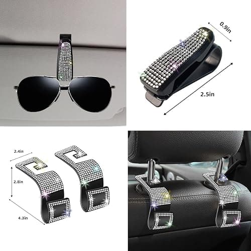NBTEPEM 27 PCs Bling Car Accessories Set for Women, Steering Wheel Covers Universal Fit 15 Inch, Bling License Plate Frame, Bling Phone Holder, Bling Car Coasters (Silver Diamond) thumbnail 9