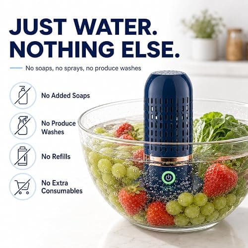 PurePod Produce Cleaner, 3-Minute Fruit and Vegetable Cleaner with OH-Ion Technology, One-Touch Auto Stop, Cordless Rechargeable IPX7 Food Washer for Meat, Seafood, Rice & Grains thumbnail 3