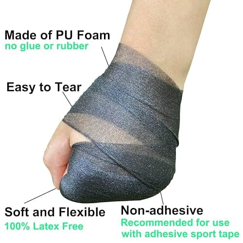 ADMITRY Pre Wrap Tape Athletic,3 Rolls X 22 Yards Black Prewrap | Headbands for Hair,Foam Underwrap Sports Wrap thumbnail 3
