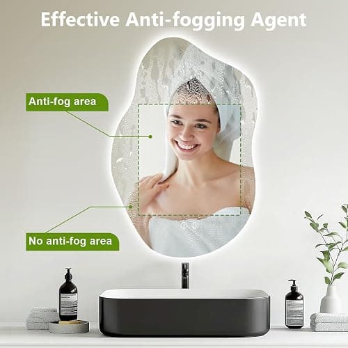 CROWNSHOP LED Bathroom Mirror, 85X52cm Touch Control, 3 Colour Dimmable Light, Anti-Fog, Wall Mounted, IP54 thumbnail 4