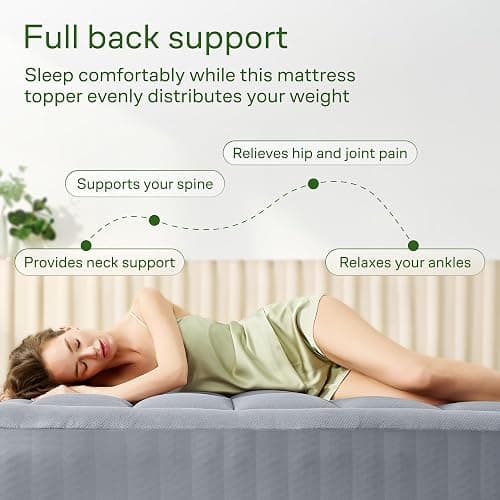 Ultra Soft Twin Size Mattress Topper - Viscose Made from Bamboo Pillow Top Mattress Pad for Back Pain Relief - Naturally Cooling for Hot Sleepers, Gray thumbnail 4