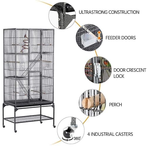 Yaheetech Large African Grey Parrot Bird Cage for Budgies/Conures/Parakeets with Detachable Stand thumbnail 3