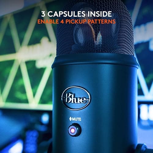 Logitech for Creators Blue Yeti USB Microphone for Gaming, Streaming, Podcast, YouTube, Discord, PC, Studio Sound, Plug & Play-Blackout thumbnail 4