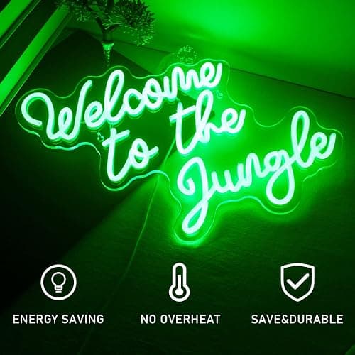 FAXFSIGN Welcome to the Jungle Neon Sign Jungle Decor Green Led Word Neon Light Signs for Wall Decor Usb Letter Light Up Sign for Garden Home Entryway Front Porch Party Gift - Colorful-A-jungle green thumbnail 6