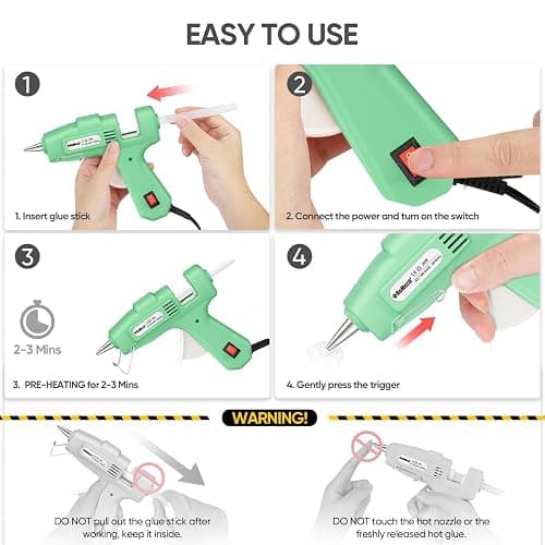 ROMECH 20W Mini Hot Glue Gun with 30 Glue Sticks Set, Fast Preheating Hot Glue Gun Kit Heavy Duty Gluegun for Craft, DIY, Repairs (Green) thumbnail 6