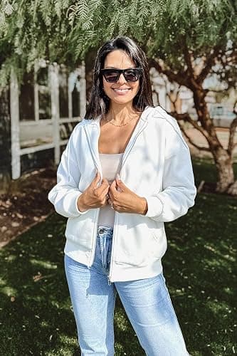PRETTYGARDEN Women's Zip Up Y2K Hoodies Casual Long Sleeve Track Jackets with Pockets - Large - White thumbnail 6