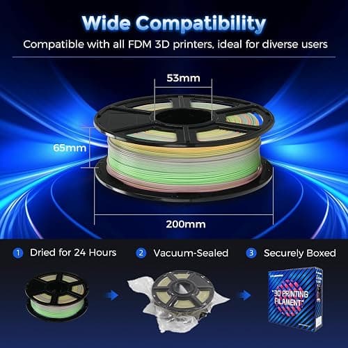 FLASHFORGE Rapid PLA Filament 1.75mm Luminous Melody, 500mm/s High Speed Printing, Glow in The Dark 3D Printer Filament 1kg Spool, Dimensional Accuracy +/- 0.02mm, Brilliant, Long-Lasting Glow thumbnail 7