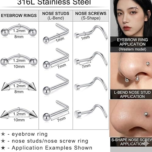 DJCIW 75Pcs Professional Piercing Kit For All Piercings, 14G 16G 18G 20G Needles Clamps Body Jewelry for Nose Belly Lip Eyebrow Ear Piercing (read description) thumbnail 7