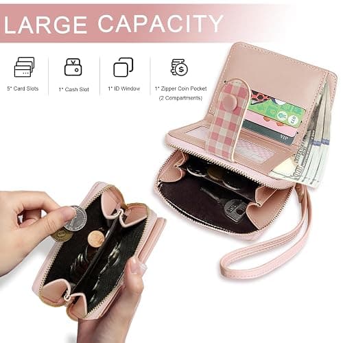 Sunwel Fashion Strawberry Wallet Card Holder Small Cute Wallet Zipper Coin Pocket Wallet for Women Girls (PINK) thumbnail 3