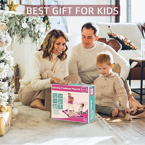 SUNLIN Dance Mat - Dance Mixer Rhythm Step Play Mat - Dance Game Toy Gift for Kids Girls Boys - Dance Pad with LED Lights, Adjustable Volume, Built-in Music, 3 Challenge Levels (3-12 Years Old) - Pink thumbnail 6