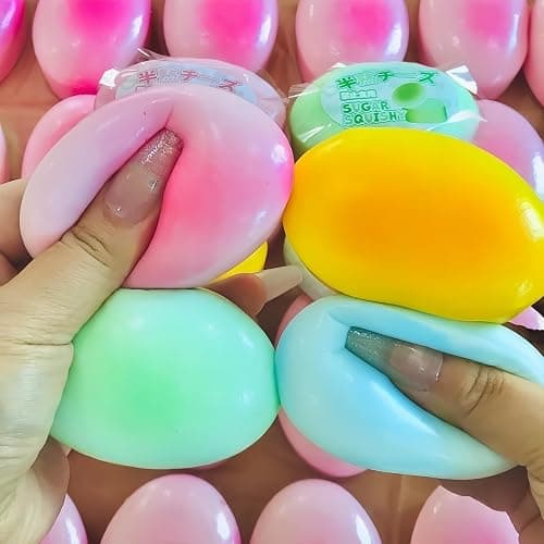 Slow Rising Squishy Toys, 4Pcs Sticky Bread Squishies Fidget Toys for | Super Soft Slow Rising Squishies, Vibrant Bread Shape Squeeze Toy for Anxiety Relief, ADHD, Party Favors - Image 1