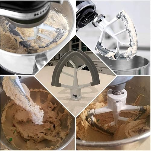 Flex Edge Beater for KitchenAid Tilt-Head Stand Mixer, 4.5-5 Quart Flat Beater Paddle with Flexible Silicone Edges Bowl Scraper, White - White thumbnail 6