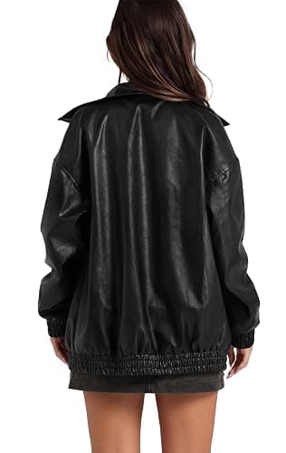 Sampeel Leather Jacket Women Faux Oversized Motorcycle Bomber Coats 2025 Fall Fashion Outfits Winter Clothes thumbnail 3
