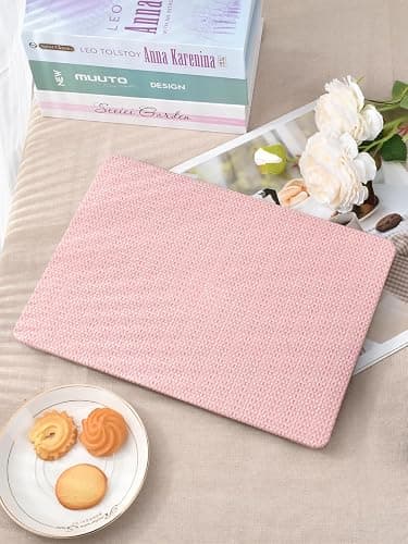Seorsok Compatible with MacBook Air 13.6 inch Case 2022-2024 2025 A3240 M4 A2681 M2 A3113 M3 Touch ID,Elegant Leather Plastic Hard Case with Transparent Keyboard Cover,Pink Woven thumbnail 4