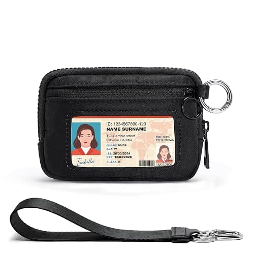 YDF The Iris Wallet for Women Mini Zip Card Case with Clear ID Window Zipper Coin Purse Lightweight Portable Keychain Wallet - Image 1