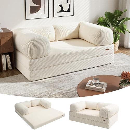 COMAX 4-in-1 Folding Sofa Bed Queen – Convertible Futon Sleeper Mattress Chair Space-Saving Lounge | Foldable Floor Couch | Comfy Guest Bed for Living Room or Bedroom - Image 1