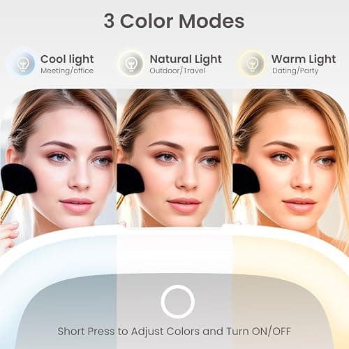 Compact Mirror with Light, 1X/3X Magnification LED Travel Pocket Makeup Mirror with 3 Color Modes, Rechargeable and Dimmable, Portable Lighted Mirror for Women – White thumbnail 3