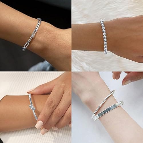 Reoxvo 14K Gold Plated Bangle Cuff Bracelets for Women Non Tarnish Gold Bracelet Stack Jewelry Set for Women Trendy thumbnail 5