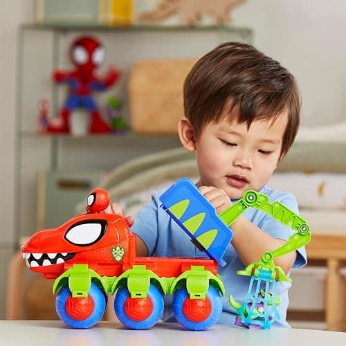 Spidey and his Amazing Friends Marvel Dino-Webs Crawler Toy Car Playset, Spider-Man & Goblin Raptor 4-Inch Action Figures, Kids Ages 3 & Up thumbnail 9