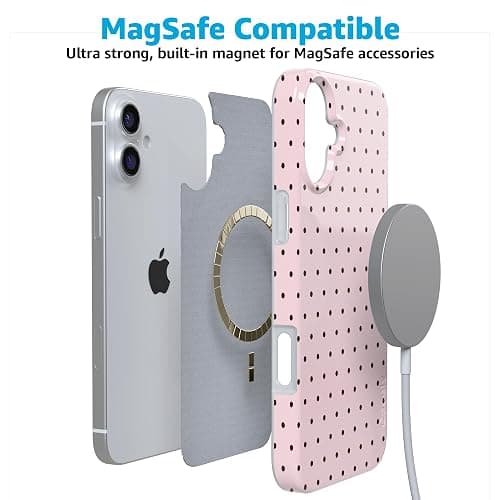 Casely iPhone 16 Case | On the Dot | Pink & Brown Polka Dot | Compatible with MagSafe | Classic Ultra Slim Design thumbnail 4