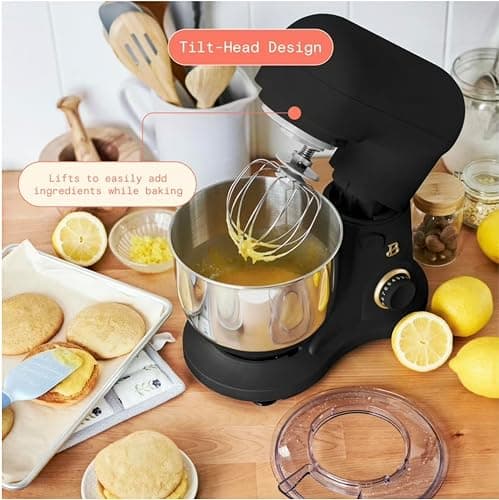 Stand Mixer 3.5 Qt with Flat Beater, Dough Hook, Balloon Whisk, Black Sesame by Drew Barrymore thumbnail 2