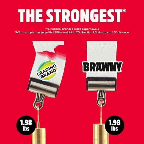 Brawny Tear-A-Square 3-Ply Paper Towels, 2 Triple Rolls = 6 Regular Rolls, Strong, Absorbent, and Durable with 3 Sheet Sizes (Quarter, Half, Full) thumbnail 4