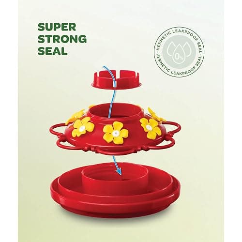 Hummingbird Feeder 10 oz Glass Hummingbird Feeders for Outdoors, with Built-in Ant Guard - Circular Perch with 5 Feeding Ports - Wide Mouth for Easy Filling/2 Part Base for Easy Cleaning thumbnail 9