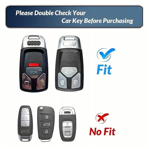Axtrulix Key Fob Cover for Audi with Key Chain, Upper Leather + Soft TPU Key Cover Case Shell for A4 Q7 Q5 TT A5 SQ5 R8 S5 thumbnail 2