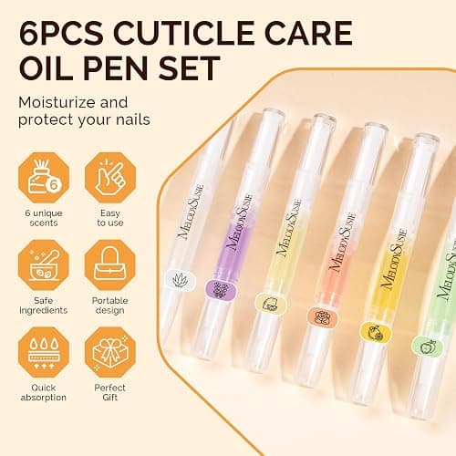 MelodySusie 6Pcs Cuticle Oil Pen Set,Nail Moisturizing Cuticle Oil Enriched with Vitamin E,Softens and Repairs Cuticles,Nail Strengthener,Protects Damaged Skin,Thin Nails,for Home and Salon Use thumbnail 5