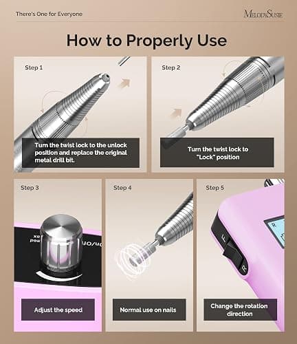 MelodySusie Entry-Level Clip-On Cordless Nail Drill, SC320H 30000RPM Popular Classic E-File with LCD Display for Manicure Shaping & Gel Removal, Perfect for Training, Nail Art Practice & Home Use thumbnail 3
