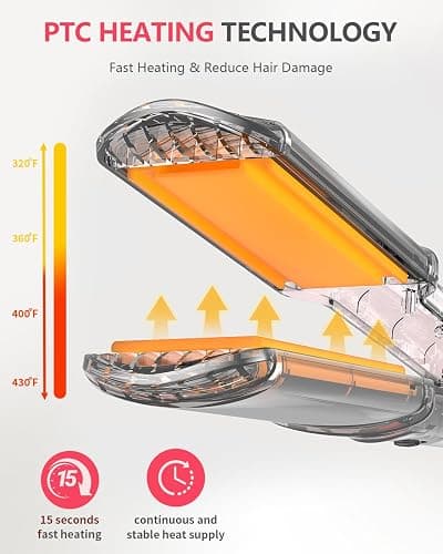 Hair Crimper Waver,Professional Women Hair Straightener Irons 4-in-1 Set Create Zig Zag Waves,Crimps Smooth Styles,Negative Ions Tourmaline Ceramic Plates Healthy Shiny Less Frizz,Styling Tools thumbnail 8
