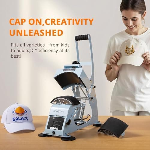 HTVRONT Hat Press Machine - Hat Press Heat Machine for Caps with 2 Platens & Caps Stretcher, Hat Heat Press Machine for Caps with Precise Temp&Timer Control for Heat Transfe Vinyl, Sublimation (Blue) thumbnail 8