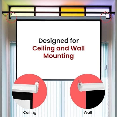 Pyle Manual Pull-Down Projector Screen - Universal 84-inch Roll-Down Retractable Manual Projection Screen w/ Auto-Locking, Adjustable Screen Height, Black Masking Border - 50.3” x 67.3” PRJSM9406 thumbnail 6