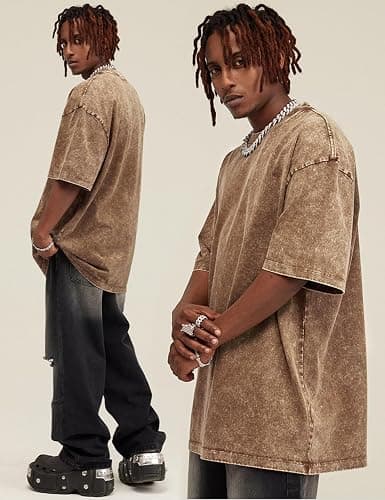Arssm 3 Pack Men Oversized T Shirts Vintage Tee Loose Fit Short Sleeve Casual Streetwear Baggy Washed Unisex Tops thumbnail 3
