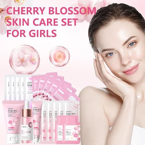 Asheyya Sakura Skincare Set & Kits, Skin Care for Teenage Girls, Skincare for Kids with Face Cream, Face Serum, Lip Mask, Sleep Mask, Eye Mask, Mud Mask(20 Pcs) thumbnail 2