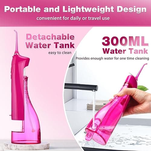 TOVENDOR Electric Water Dental Flosser Teeth Pick, Cordless Flossers Oral Irrigator IPX7 Waterproof 300ML Rechargeable Travel Water Teeth Cleaner with 5 Tips for Home Braces Care Gums Deep Cleaning thumbnail 6
