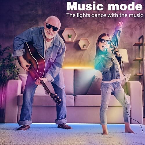 NBBUFF Led Lights for Bedroom 50ft (1 Roll), Color Changing RGB Led Strip Lights with 60 Keys Remote and App Control, Music Sync Led Lights for Room Kitchen Party Home Decor thumbnail 4