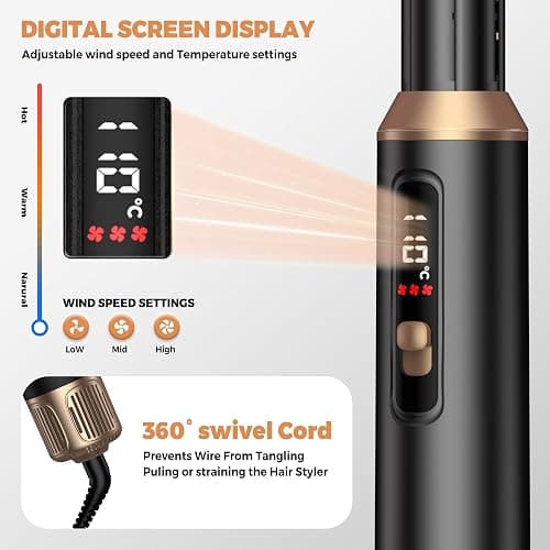 5 in 1 Blow Dryer Brush, Negative Ion Hair Dryer Brush Set Upgrade Hot Air Brush Air Styler Curling Wrap Air Curler, Curling Iron Hair Styling Tools As A Gift for Straight/Curl/Drying/Smoothing thumbnail 3