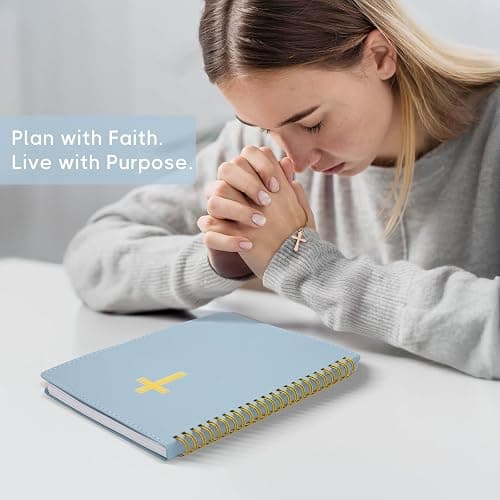 2026 Christian Planner, Bible Planner & Prayer Journal A5 Spiral Bound, Weekly & Monthly Faith Planning for Women & Men (Blue) thumbnail 7