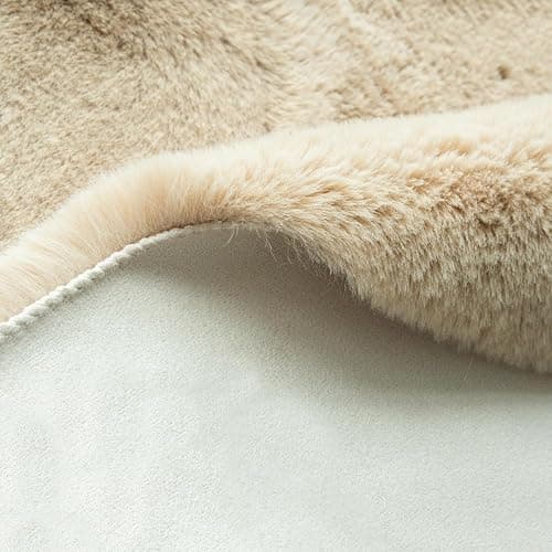 ORINOVA Teppich Beige Rund Flauschig 90 cm Kunstfell Runder Teppich Schlafzimmer Fellteppich Wohnzimmer Kinderzimmer Klein Deko Kuschelig Waschbar thumbnail 5